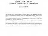 Cumulative list of ADMIRALTY Notices to Mariners (NMs)
