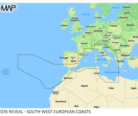Carta C-Map Reveal - South-West European Coasts