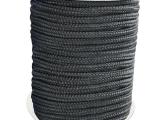 Cabo de Amarração Trançada Dupla Preta De 16 cordões